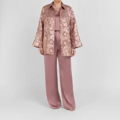 New Marina Rinaldi Elegante Marina Rinaldi Envers Satin Pull-On Trousers Pink