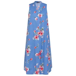 Fashion Marina Rinaldi Floral Cotton Poplin Dress with Optional Sleeve Blue