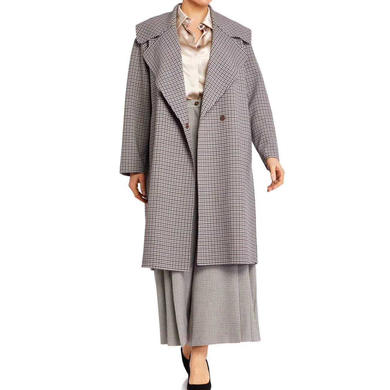 Clearance Marina Rinaldi Heritage Check Wool Coat