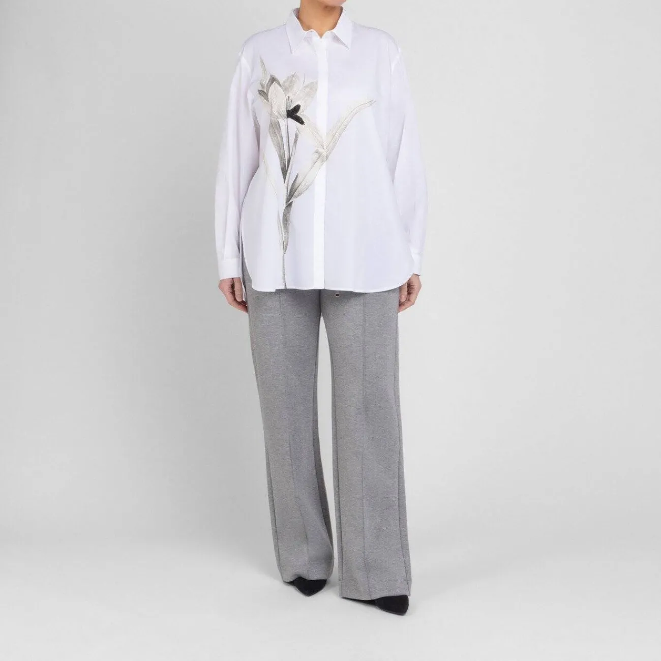 New Marina Rinaldi Jersey Trousers Marl Grey