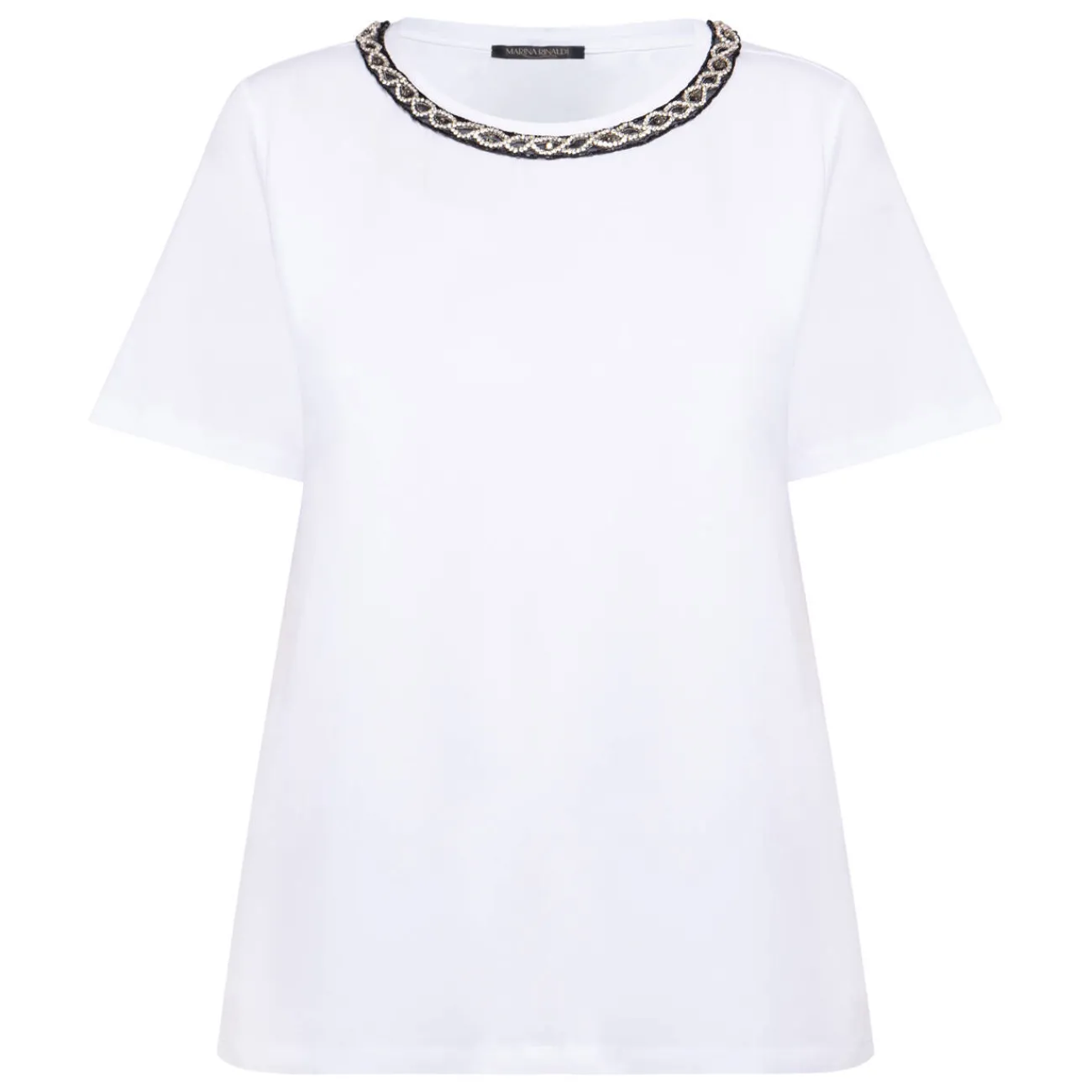 New Marina Rinaldi Jewel Collar T-Shirt White