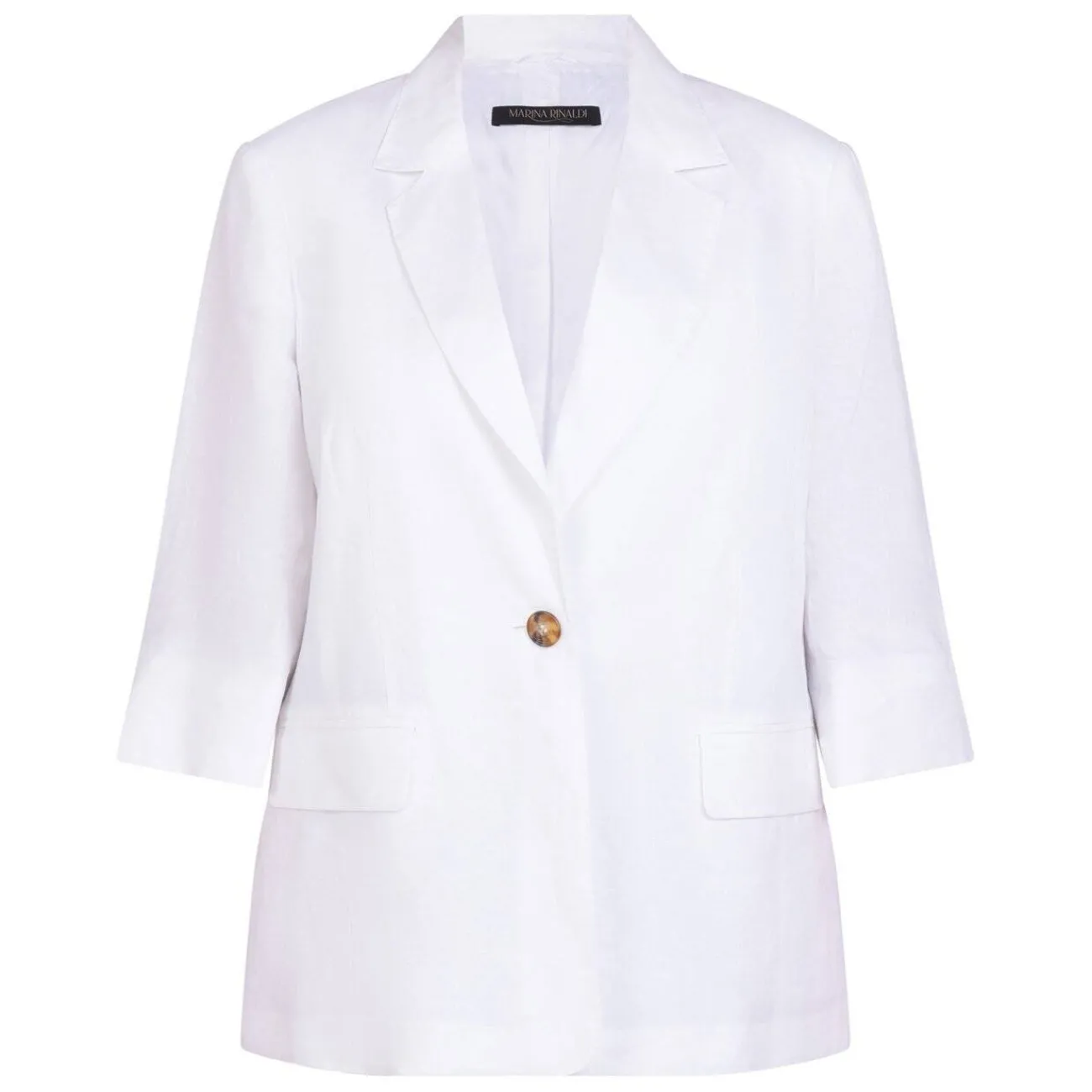Fashion Marina Rinaldi Linen Blazer White