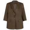 Outlet Marina Rinaldi Linen Blazer Khaki Green