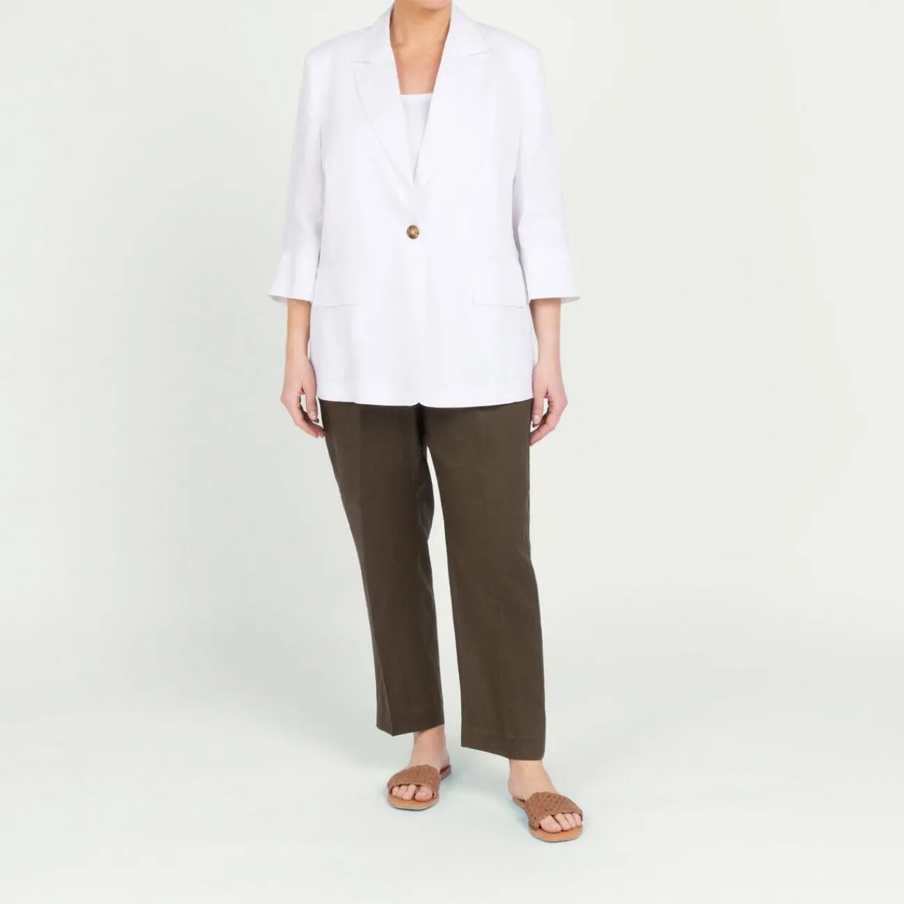 Fashion Marina Rinaldi Linen Blazer White