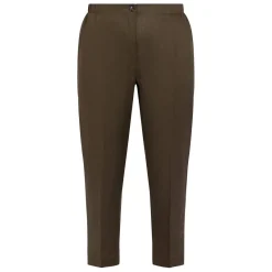 Fashion Marina Rinaldi Linen Cigarette Trousers Khaki Green