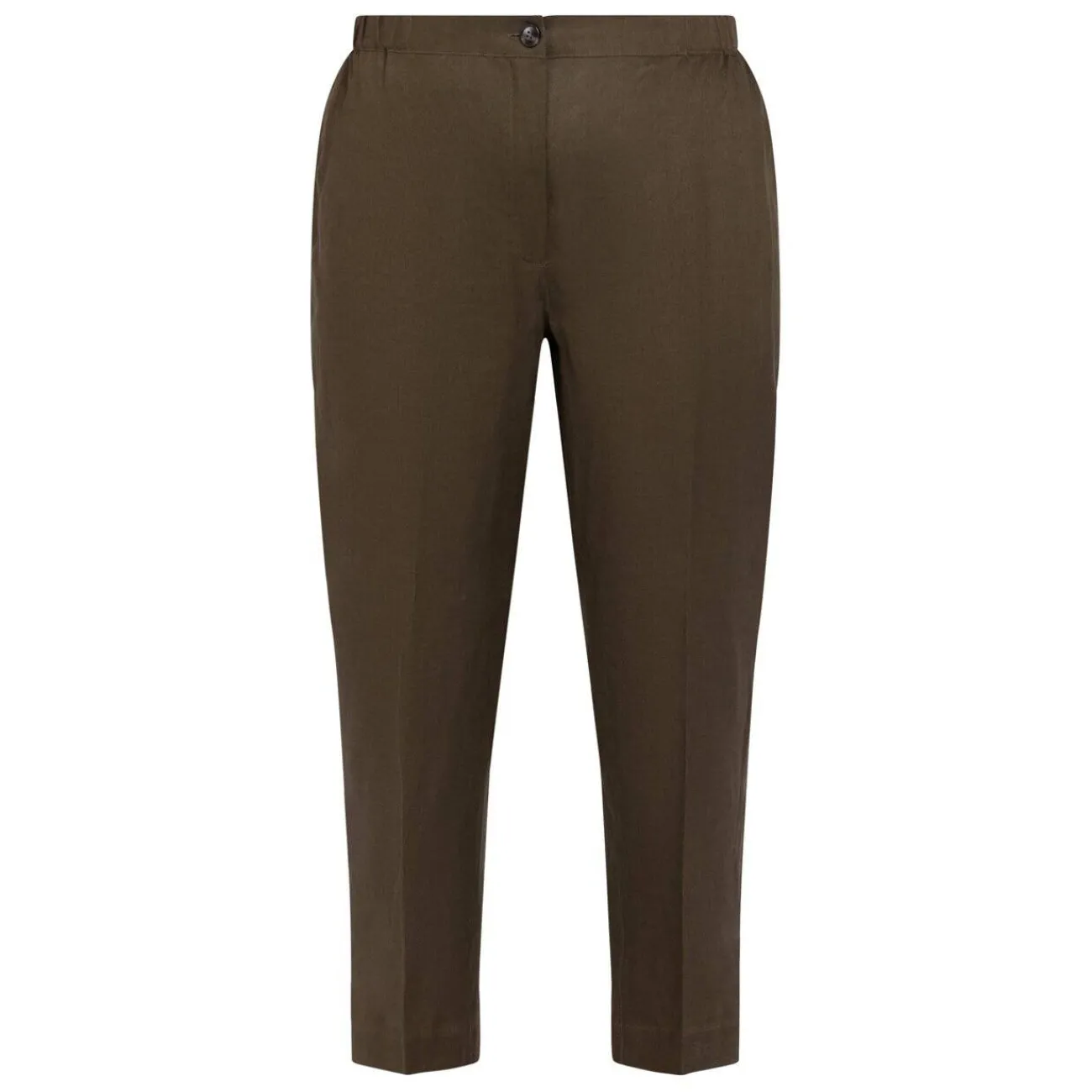 Fashion Marina Rinaldi Linen Cigarette Trousers Khaki Green