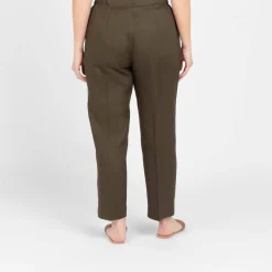 Fashion Marina Rinaldi Linen Cigarette Trousers Khaki Green