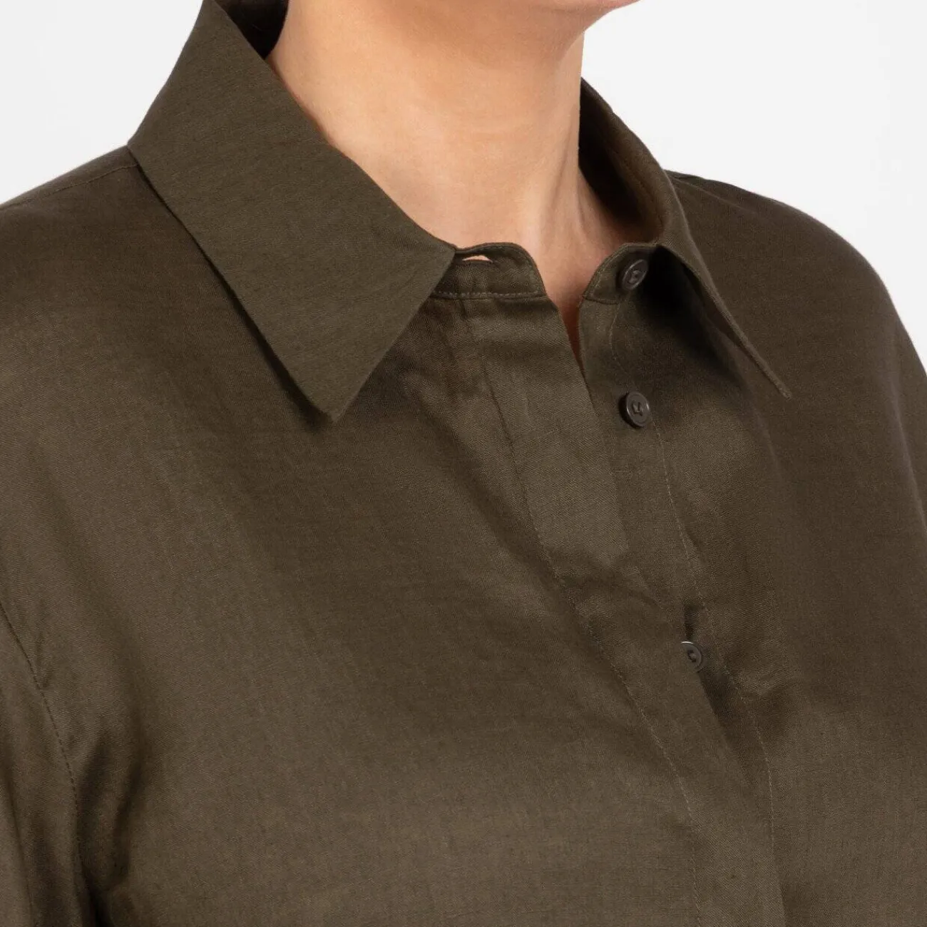 Fashion Marina Rinaldi Linen Shirt Khaki Green