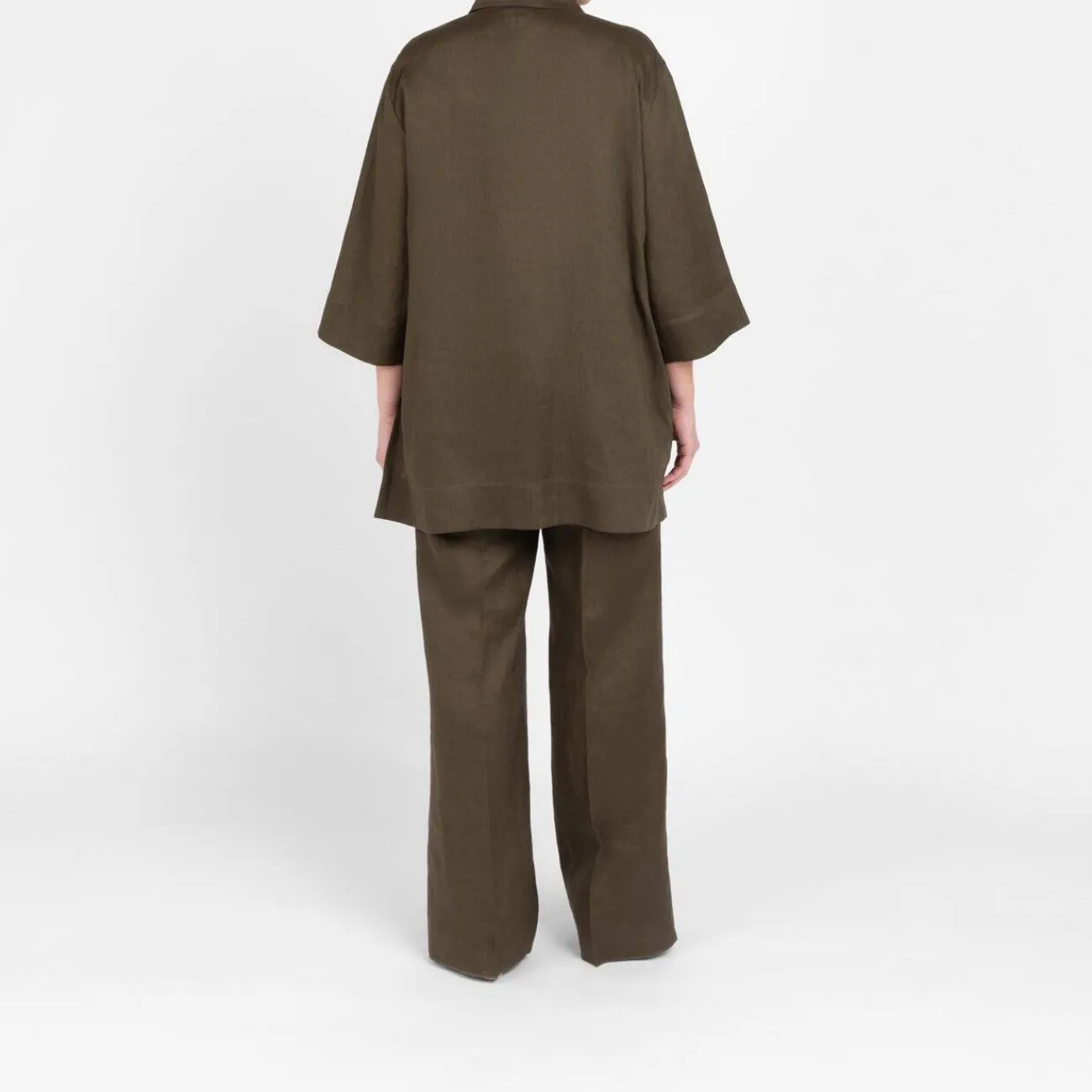 Fashion Marina Rinaldi Linen Shirt Khaki Green