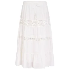 Online Marina Rinaldi Long Flounced Cotton Skirt Ivory
