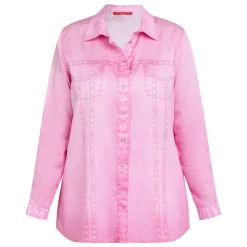 Outlet Marina Rinaldi Lyocell Satin Shirt Rose Pink