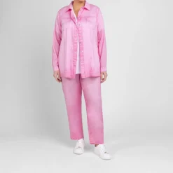 Discount Marina Rinaldi Lyocell Satin Trousers Rose Pink