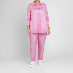Outlet Marina Rinaldi Lyocell Satin Shirt Rose Pink