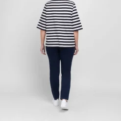 Best Marina Rinaldi Relax Marina Rinaldi Navy and White Stripe T-Shirt