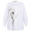 Fashion Marina Rinaldi Sport Marina Rinaldi Oversized Embroidered Cotton Shirt White