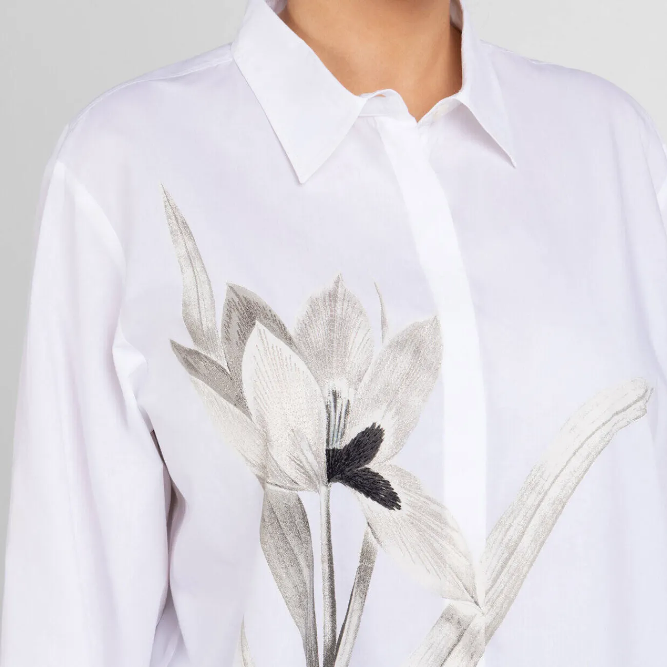Fashion Marina Rinaldi Sport Marina Rinaldi Oversized Embroidered Cotton Shirt White