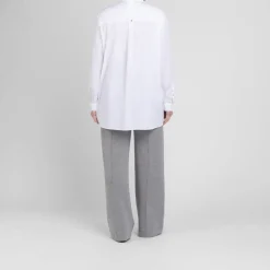 Fashion Marina Rinaldi Sport Marina Rinaldi Oversized Embroidered Cotton Shirt White