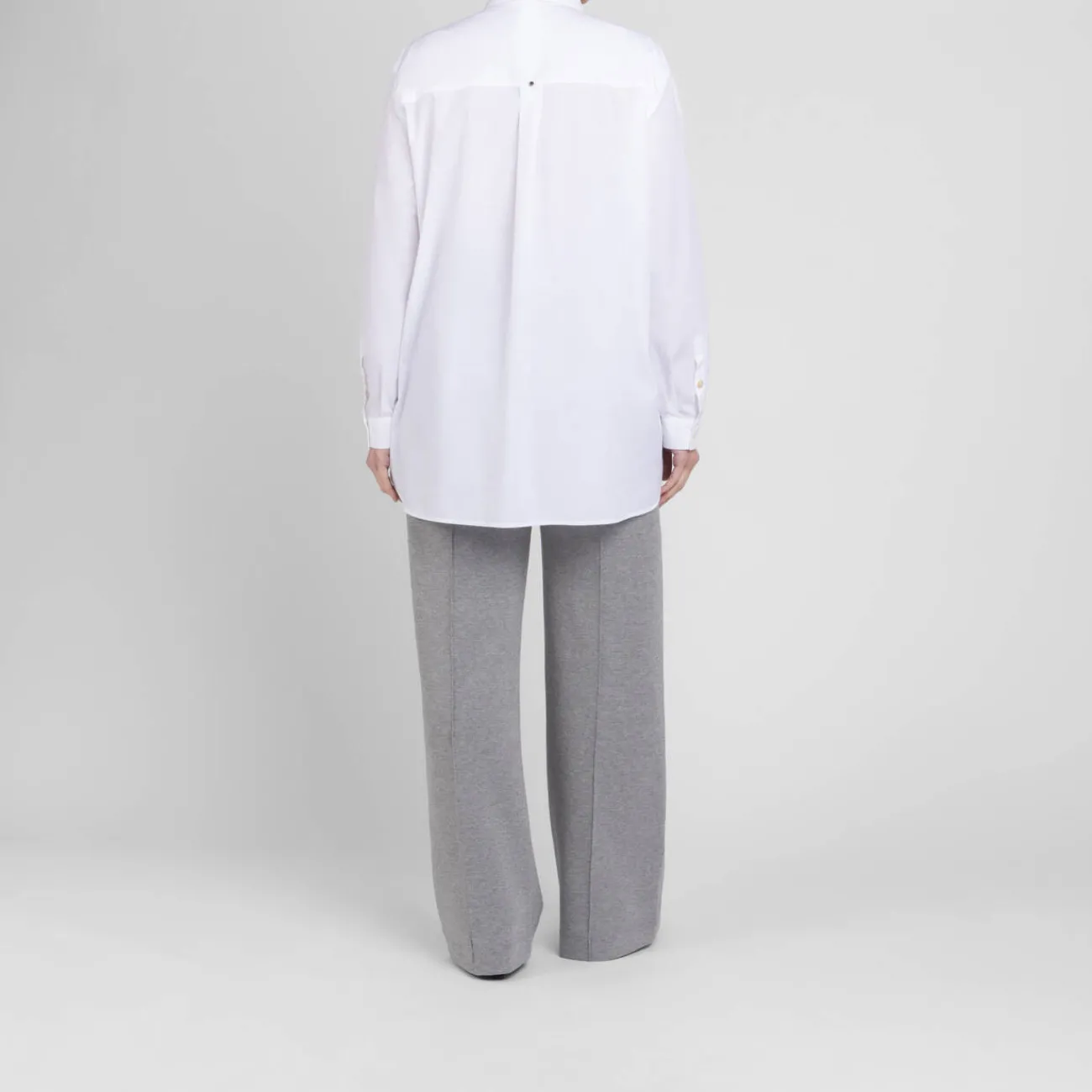 Fashion Marina Rinaldi Sport Marina Rinaldi Oversized Embroidered Cotton Shirt White