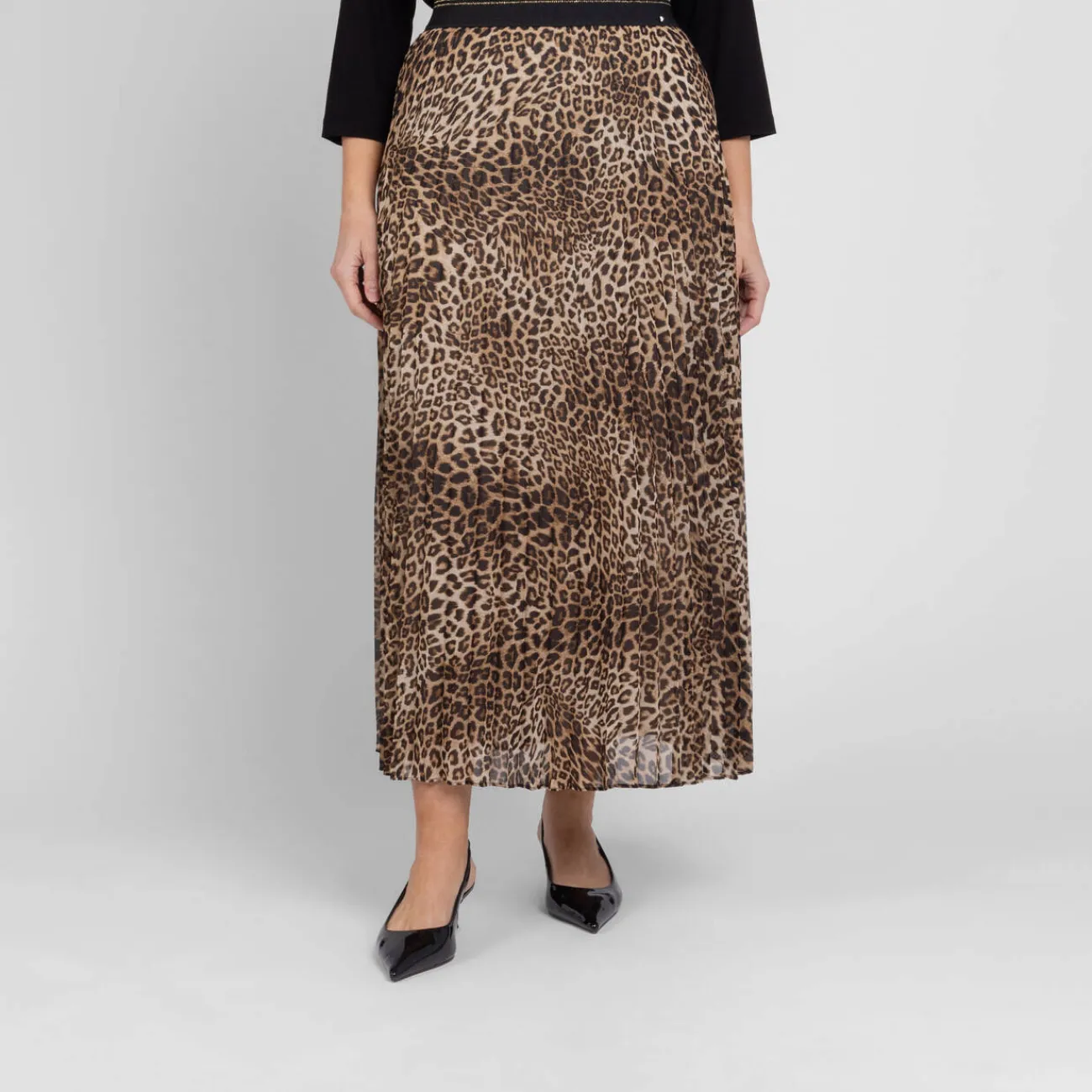Outlet Marina Rinaldi Sport Marina Rinaldi Pleated Georgette Animal Print Skirt