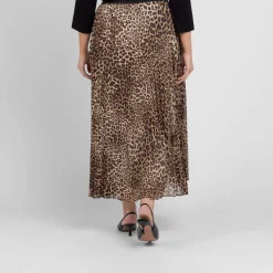 Outlet Marina Rinaldi Sport Marina Rinaldi Pleated Georgette Animal Print Skirt