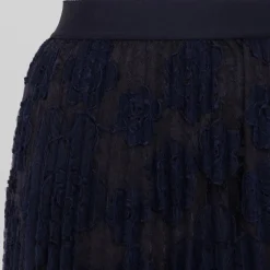 Discount Marina Rinaldi Pleated Midi Skirt Lace Navy