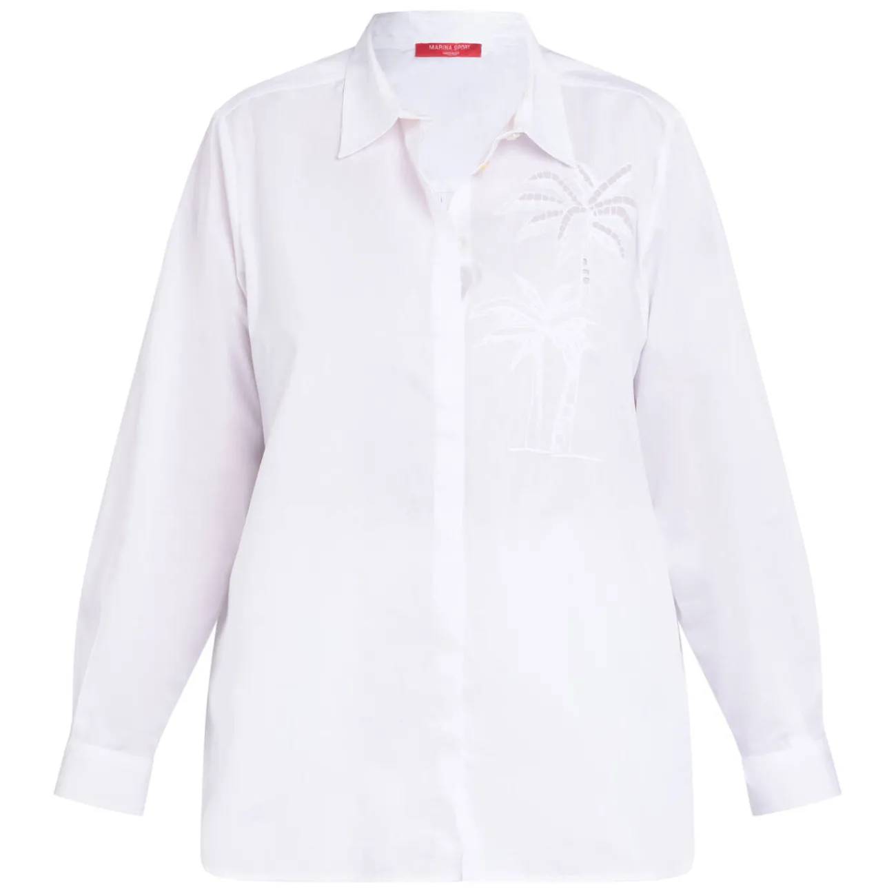 Best Marina Rinaldi Sport Marina Rinaldi Pure Cotton Embroidered Shirt White