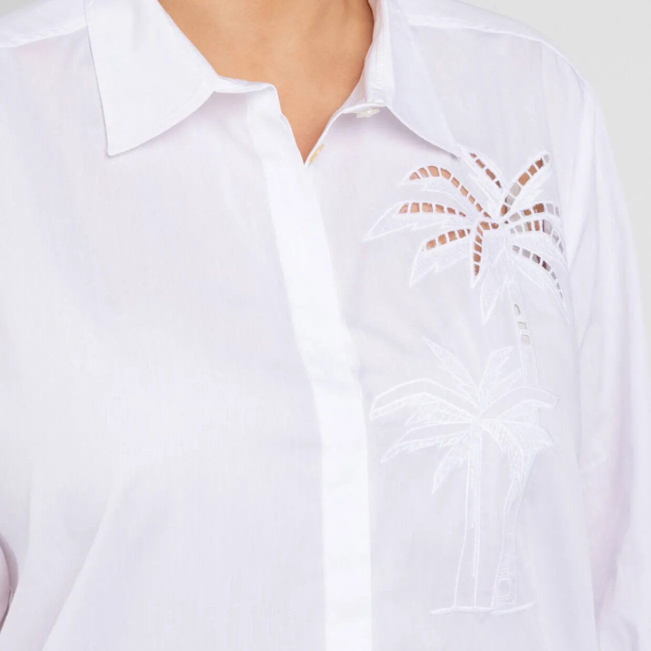 Best Marina Rinaldi Sport Marina Rinaldi Pure Cotton Embroidered Shirt White