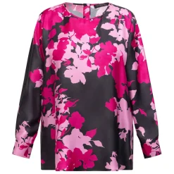 Hot Marina Rinaldi Pure Silk Twill Printed Tunic Black and Pink