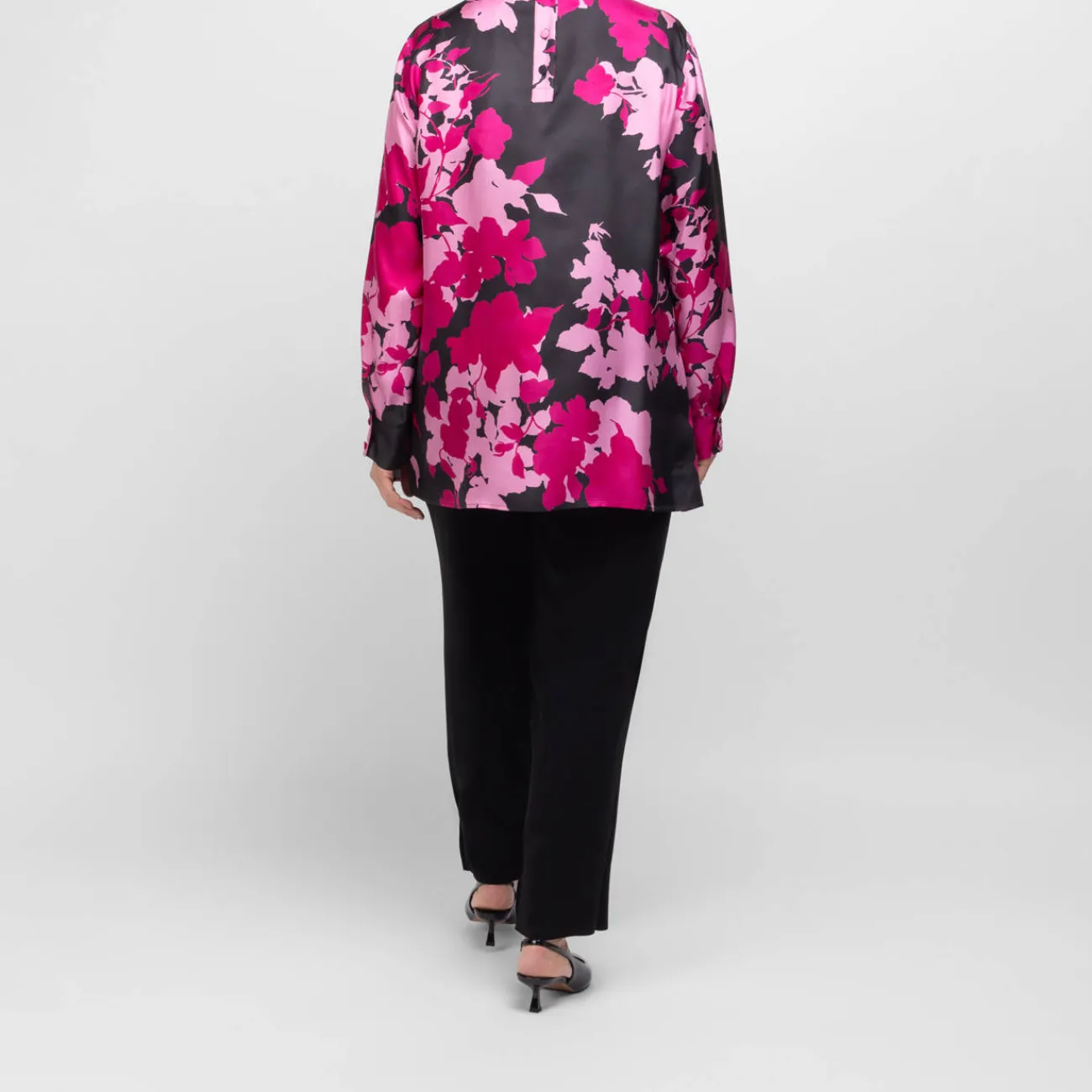 Hot Marina Rinaldi Pure Silk Twill Printed Tunic Black and Pink