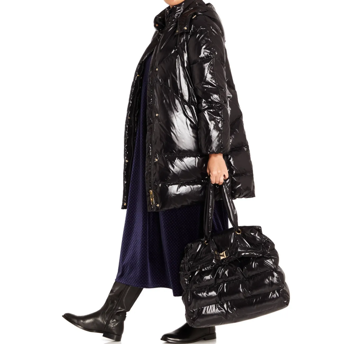 New Marina Rinaldi Sport MARINA RINALDI QUILTED GLOSS PUFFER BLACK