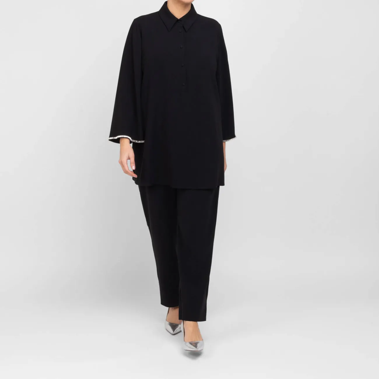 Clearance Marina Rinaldi Elegante Marina Rinaldi Rhinestone Cuff Tunic Black