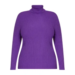Clearance Marina Rinaldi RIBBED POLO NECK SWEATER VIOLET