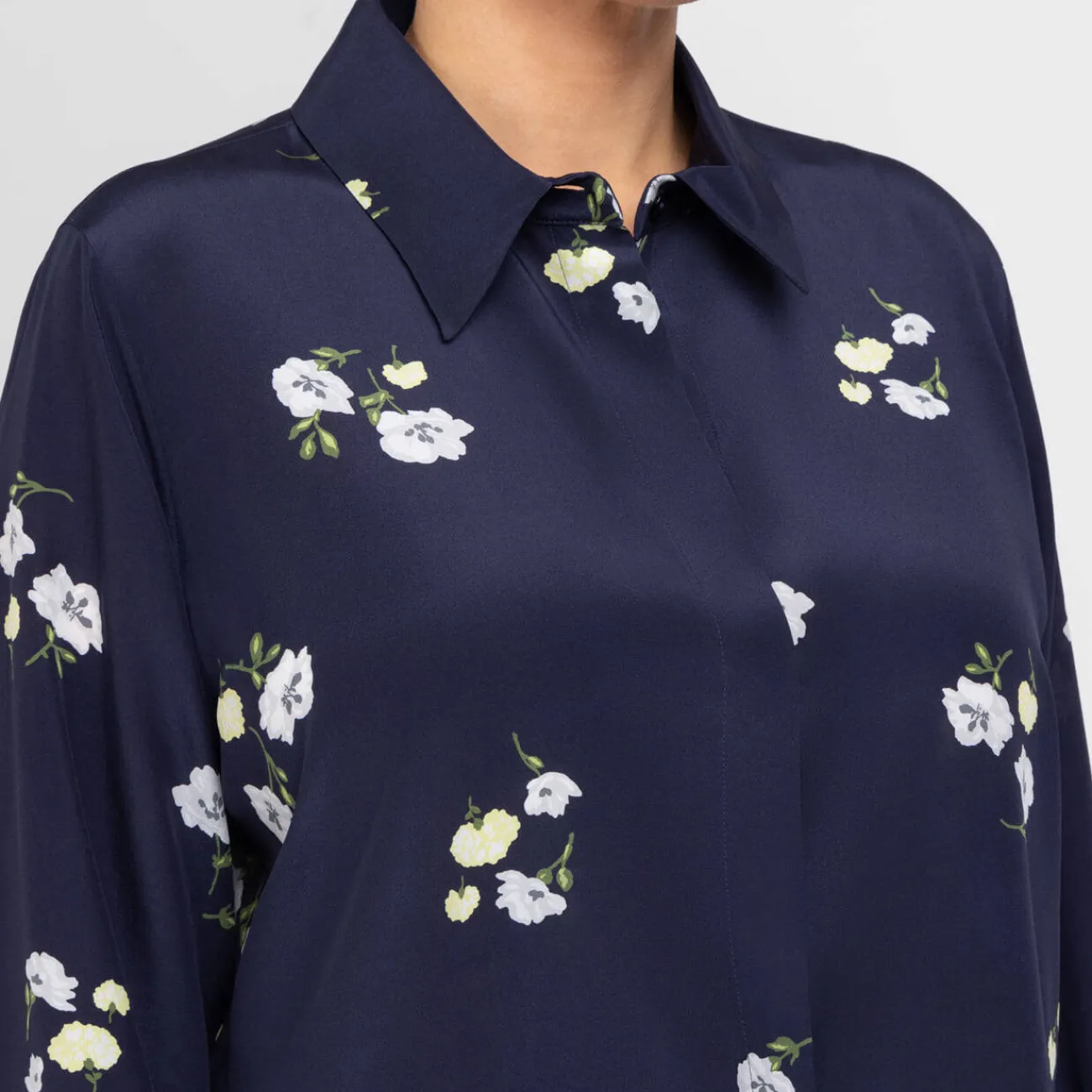 Sale Marina Rinaldi Silk Crepe de Chine Shirt Navy
