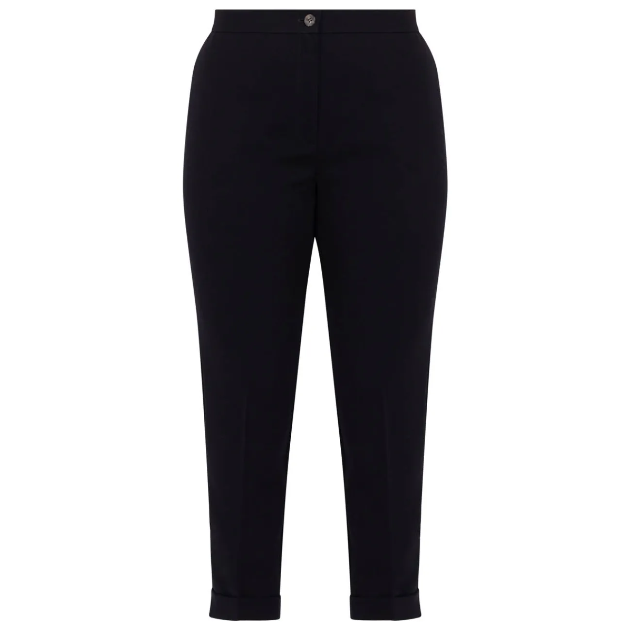 New Marina Rinaldi Triacetate Cady Trousers With Turn-Up Hem Black