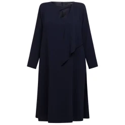 Hot Marina Rinaldi Elegante Marina Rinaldi Triacetate Keyhole Dress Navy