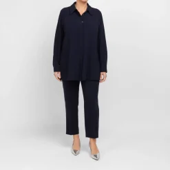 New Marina Rinaldi Triacetate Cady Shirt Navy
