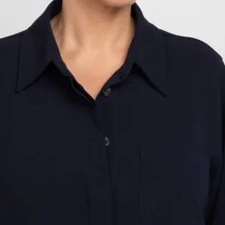 New Marina Rinaldi Triacetate Cady Shirt Navy