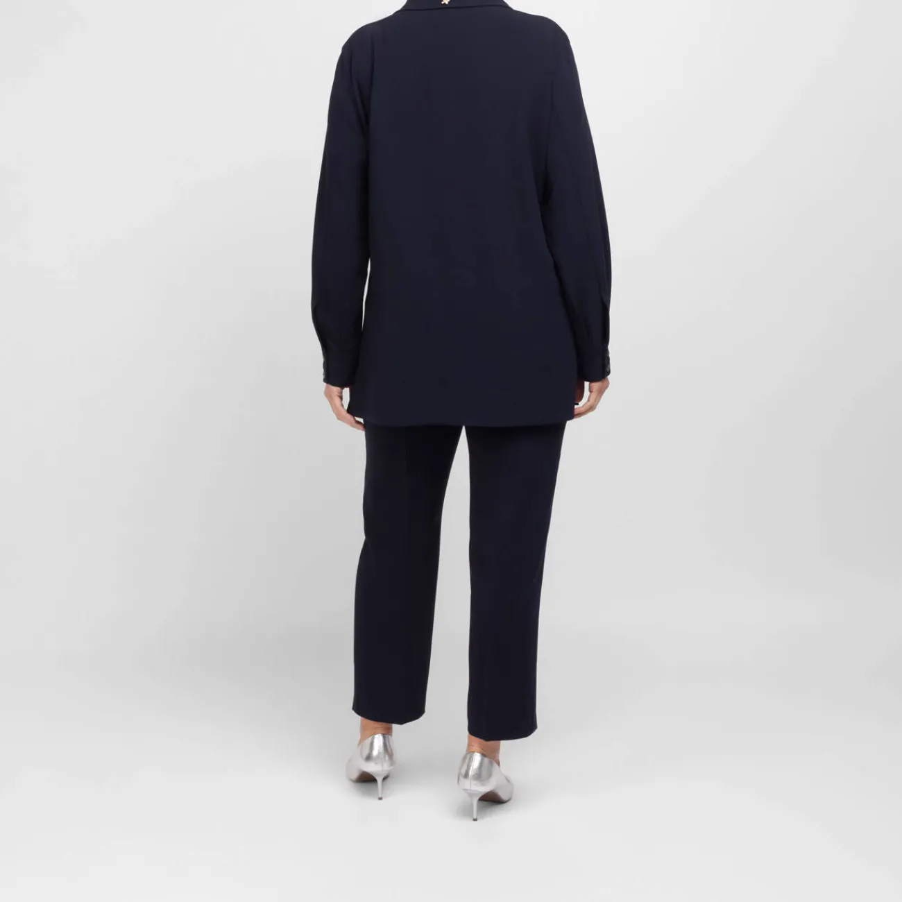 New Marina Rinaldi Triacetate Cady Shirt Navy