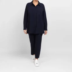 New Marina Rinaldi Triacetate Cady Shirt Navy