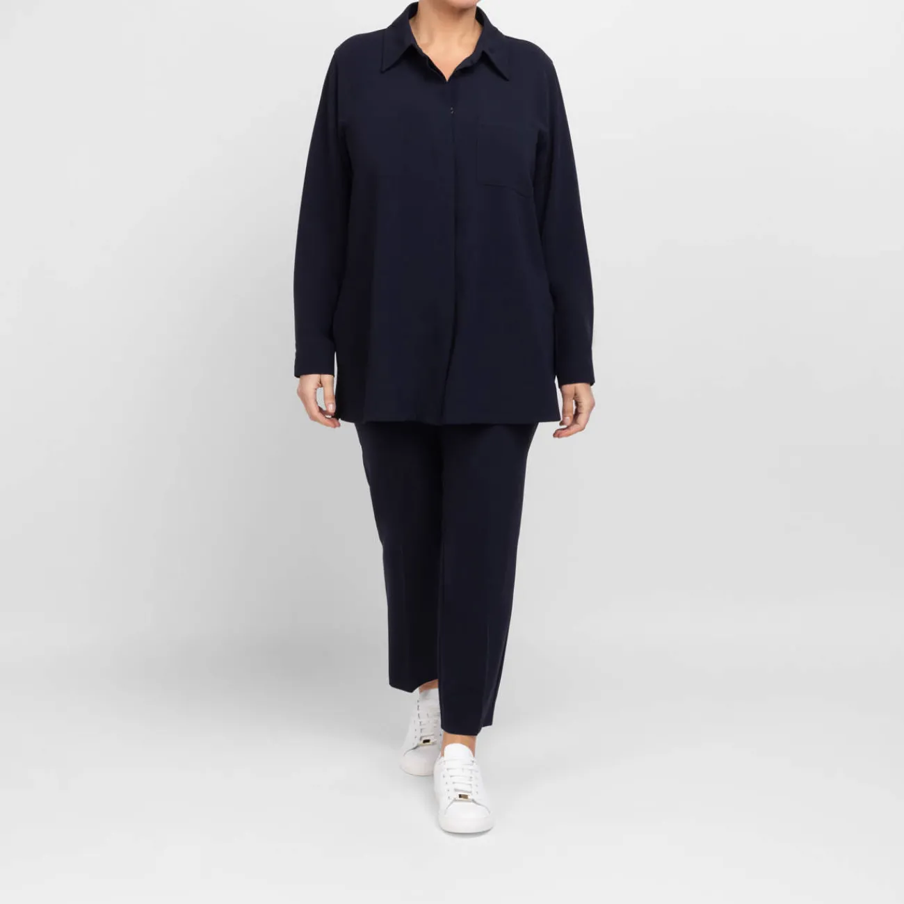 New Marina Rinaldi Triacetate Cady Shirt Navy