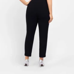 New Marina Rinaldi Triacetate Cady Trousers With Turn-Up Hem Black