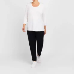 New Marina Rinaldi Triacetate Cady Trousers With Turn-Up Hem Black