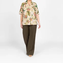 Fashion Marina Rinaldi Tropical Linen Cotton Shirt