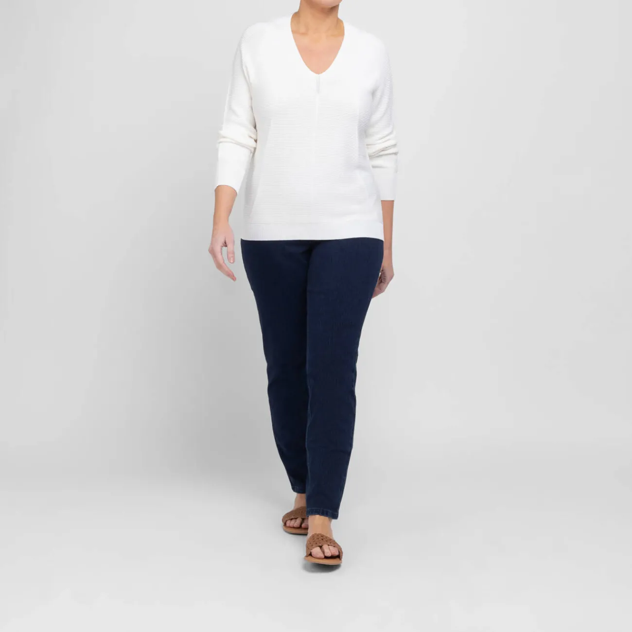 Hot Marina Rinaldi Sport Marina Rinaldi V-Neck Sweater White