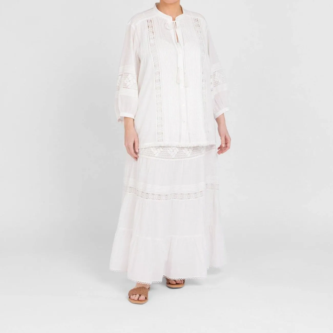 New Marina Rinaldi Sport Marina Rinaldi White Cotton Muslin Shirt
