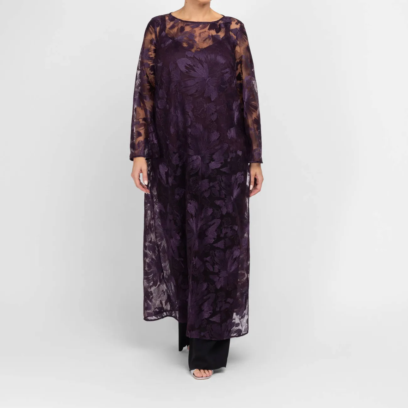New Marina Rinaldi Elegante Marina Rinaldi Wide Leg Pull-On Satin Trousers Black