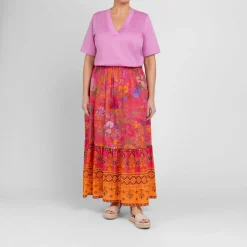 Fashion Marina Rinaldi Sport Marina Rinaldi Wildflower Maxi Skirt Hot Pink