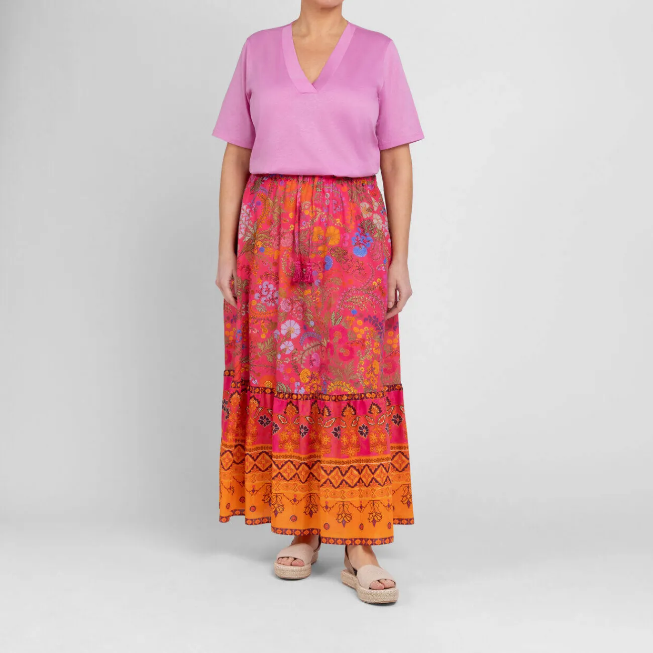 Fashion Marina Rinaldi Sport Marina Rinaldi Wildflower Maxi Skirt Hot Pink