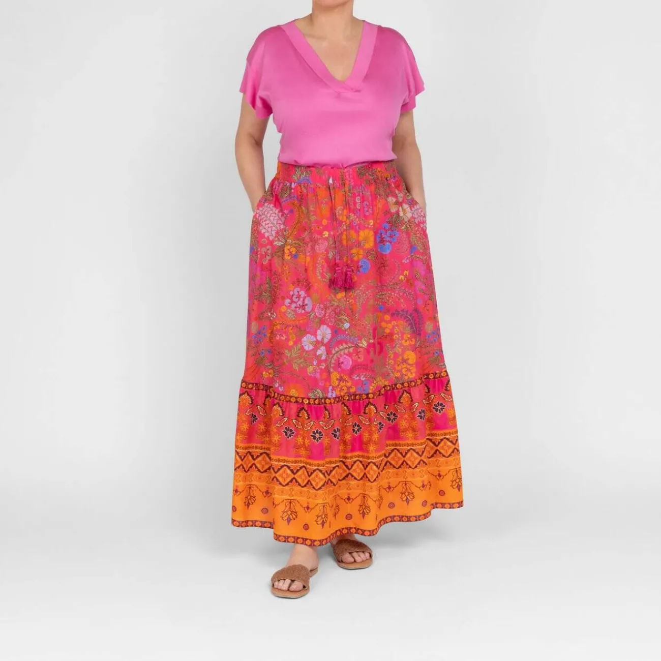 Fashion Marina Rinaldi Sport Marina Rinaldi Wildflower Maxi Skirt Hot Pink