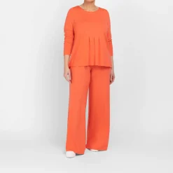 Clearance Godske Noen Jersey Pleated Top Coral